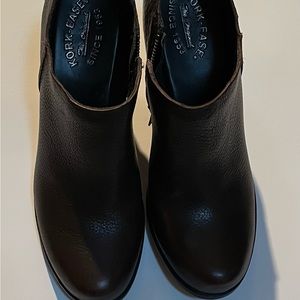 Brown pebble finish wedge booties. Kirk-Ease brand.